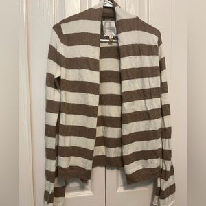 American eagle tan and cream striped angora blend cardigan. Size M